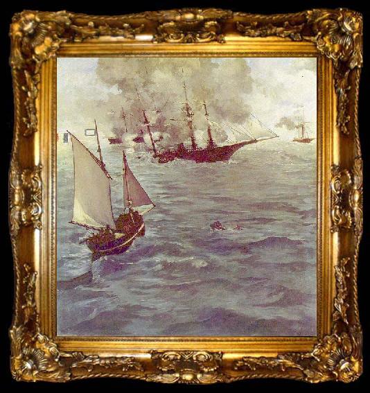 framed  Edouard Manet Schlacht zwischen der, ta009-2